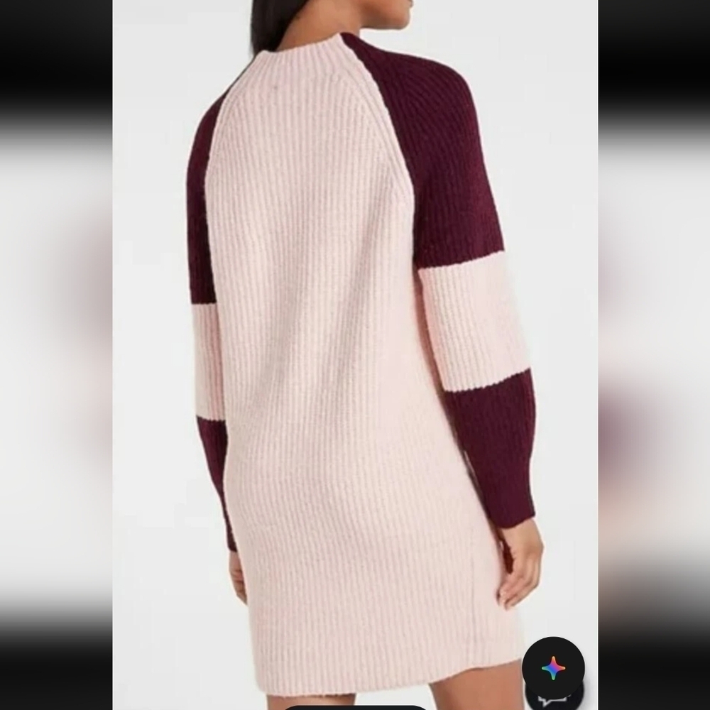 Express Pink and Burgundy Long Sleeve Dress - Picture 2 of 4